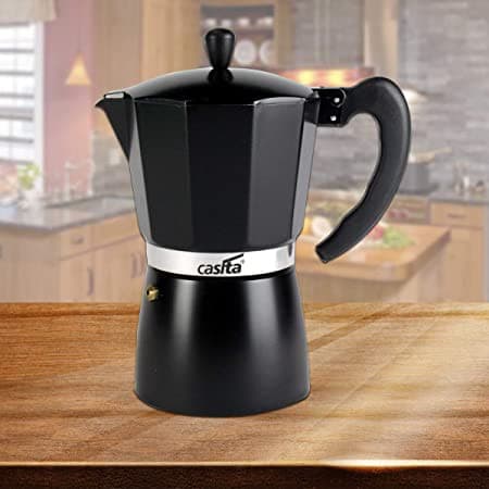 Cafeteira Italiana 6 Xícaras Alumínio Café Expresso 300ml Bule Econômica Preta Válvula De Segurança Pequena