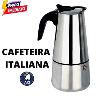 Cafeteira  Italiana Expresso Inox 6 Cafés Xícaras Aço Inox Cafe chá