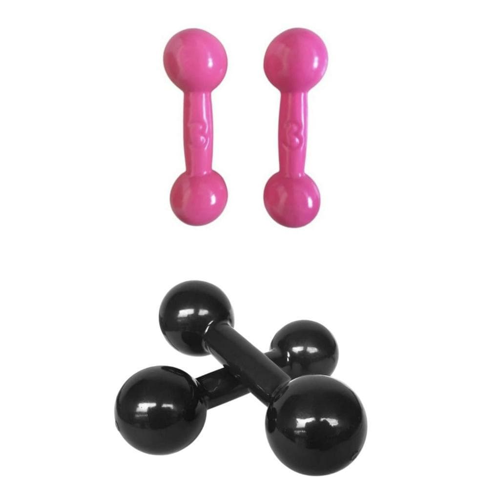 Kit Musculação Halter Emborrachado 3 e 4 Kg Treino/Fisioterapia