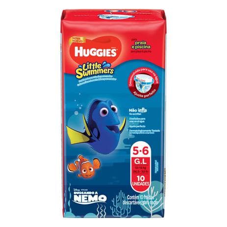 Fraldas Descartáveis Piscina\Praia Huggies Little Swimmers Disney-Pixar Tam. G - 10 Unidades