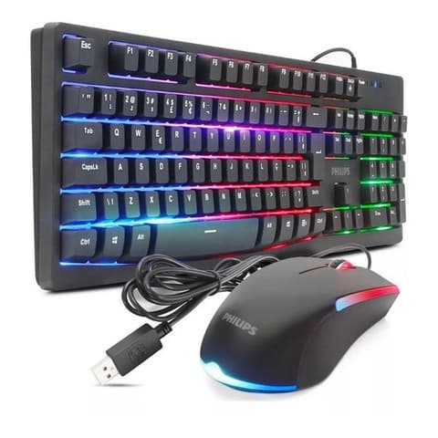 Teclado Mecânico Gamer Usb Magnético Philips + Mouse