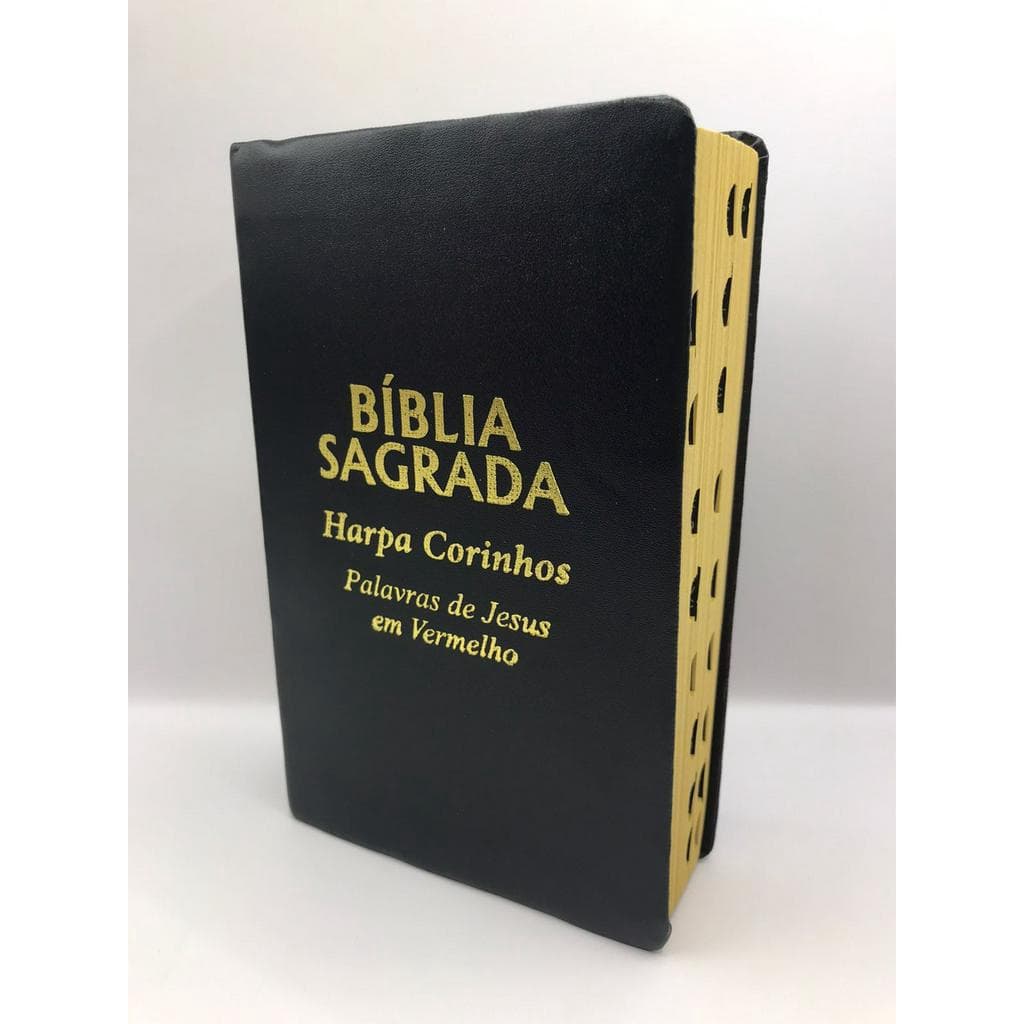 biblia sagrada Tamanho médio 12,5x19 cm Com Harpa palavras de Jesus em vermelho Capa preta