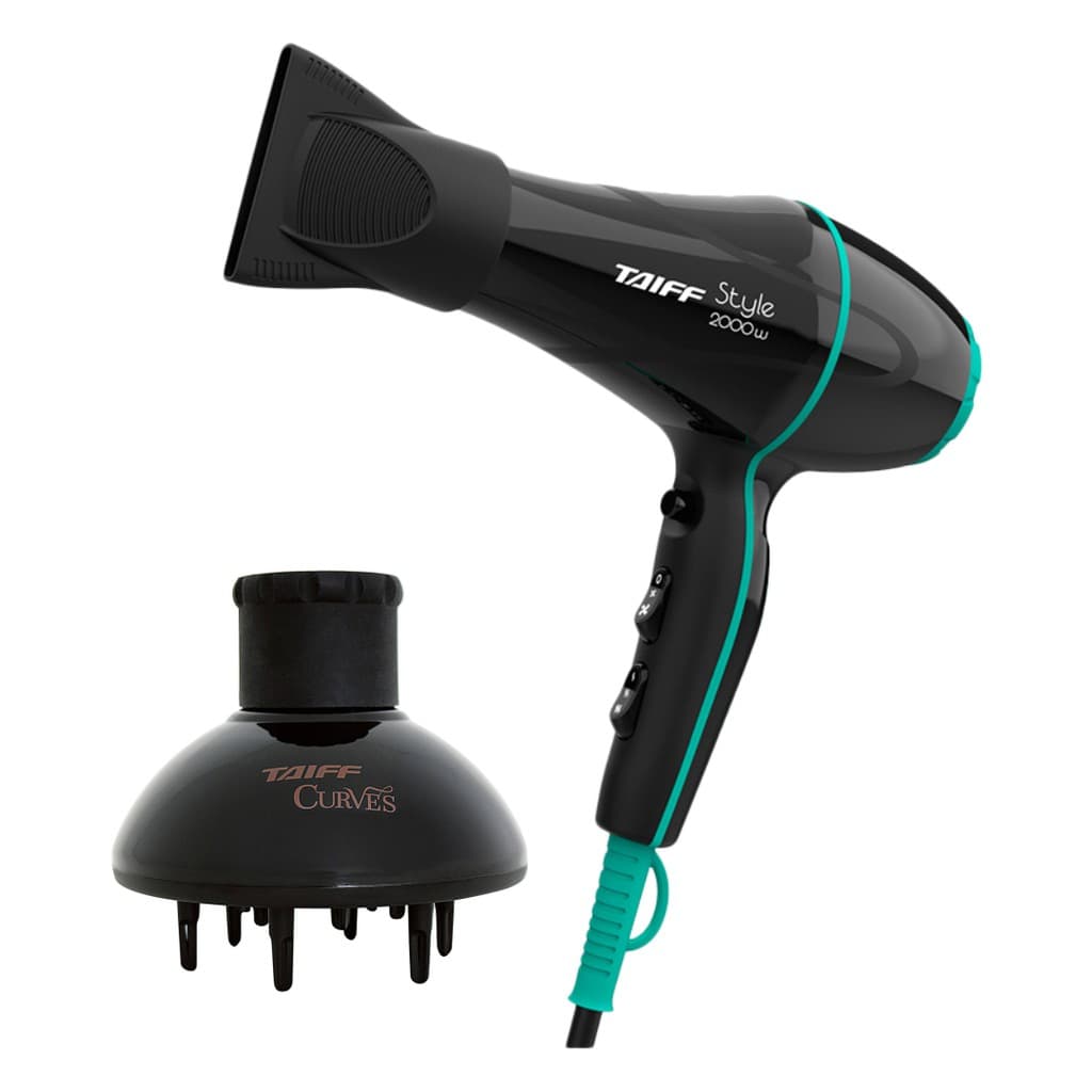 KIT TAIFF SECADOR PROFISSIONAL STYLE 2000W PRETO - 127V + DIFUSOR CURVES
