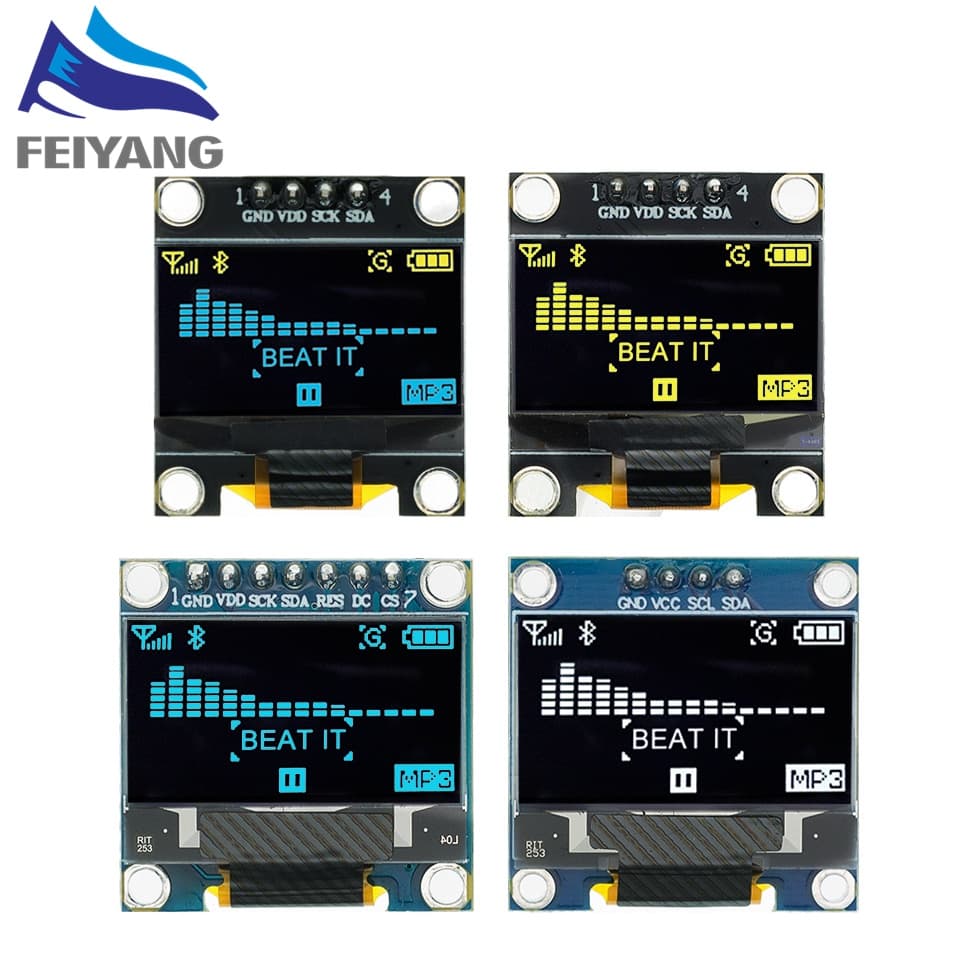 0.96 Polegada IIC SPI Serial 7/4Pin Branco/Azul Amarelo Módulo De Display OLED SSD1306 12864 Tela LCD Board Para Arduino