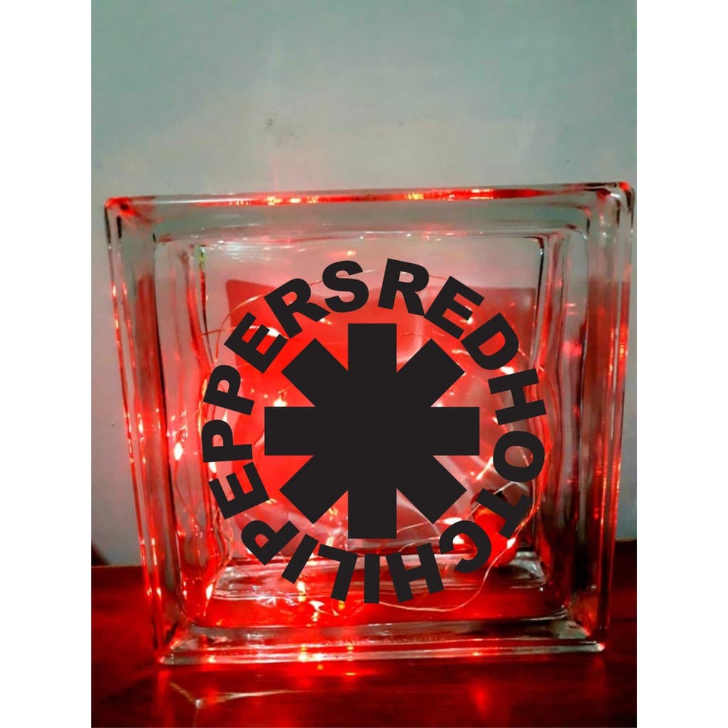 Luminária Red Hot Chilli Peppers Luminária de bloco de vidro com luz de LED