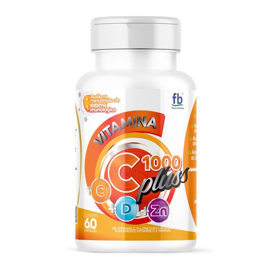 Vitamina C Plus com Vitamina D e Zinco 60 Cápsulas Force do Brasil