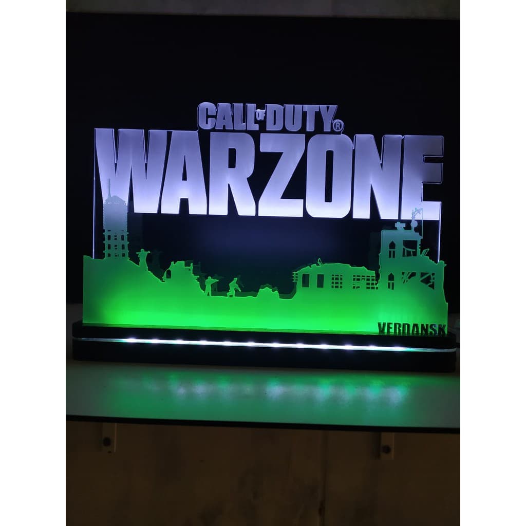 Luminária de Acrílico Led Call Of Duty Warzone Verdansk Colorida Led Personalizada
