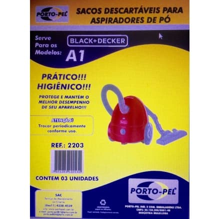 Saco Aspirador P/ Modelo  A1 Black + Decker Porto-pel - 3 Unidades (cod.2203)