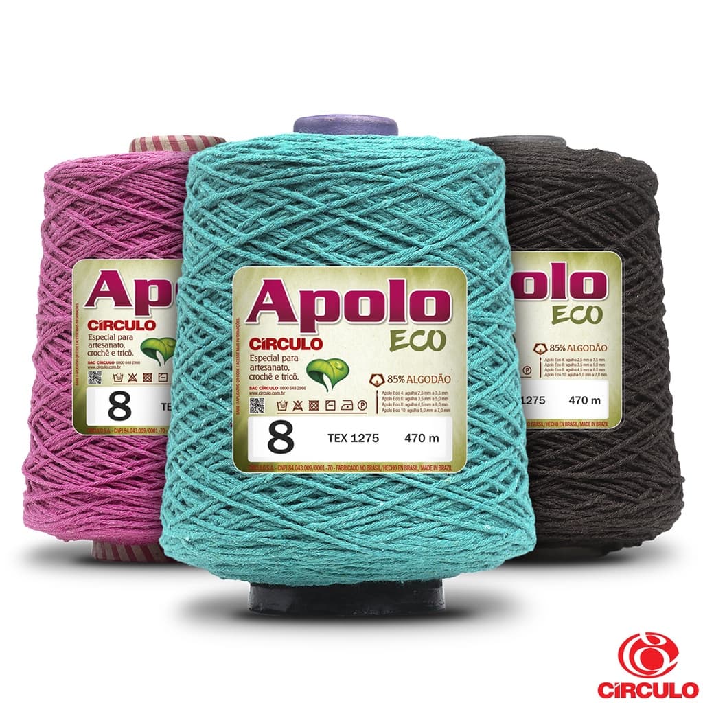 Barbante Apolo Nº8 Círculo 600G 470M Fio Resistente Premium Para Crochê E Artesanato