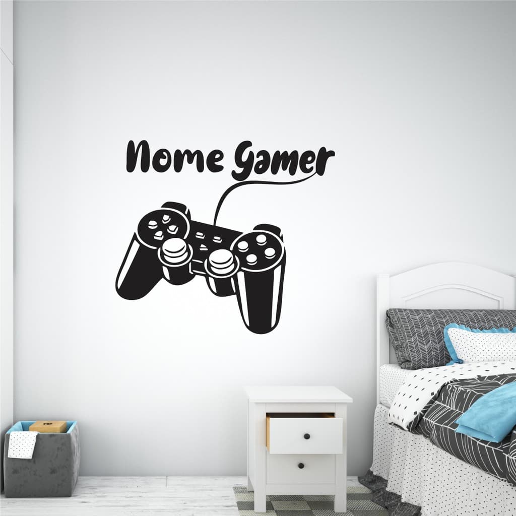 Adesivo decorativo controle video game com nome personalizado