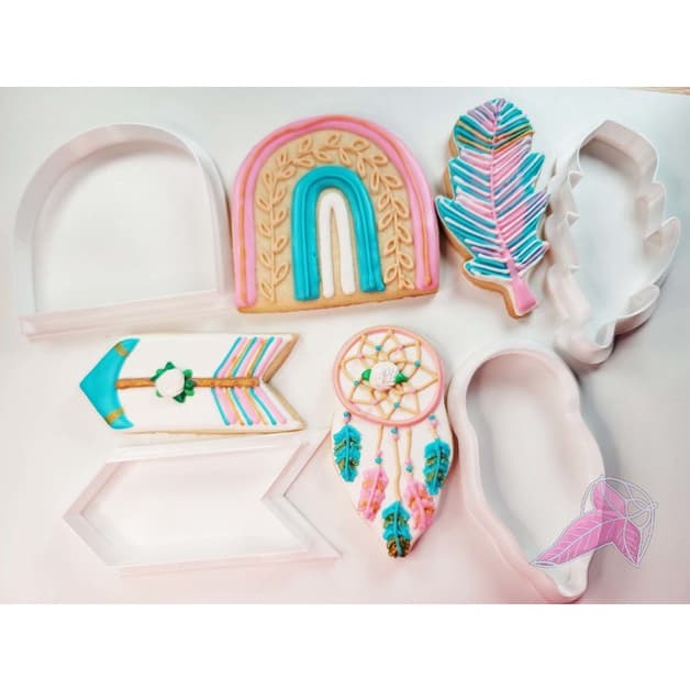 Kit 4 Cortadores para Confeitaria , Biscoito, Pasta Americana, Bicuit, Massinha de Modelar Chá de Bebe Boho CT10286