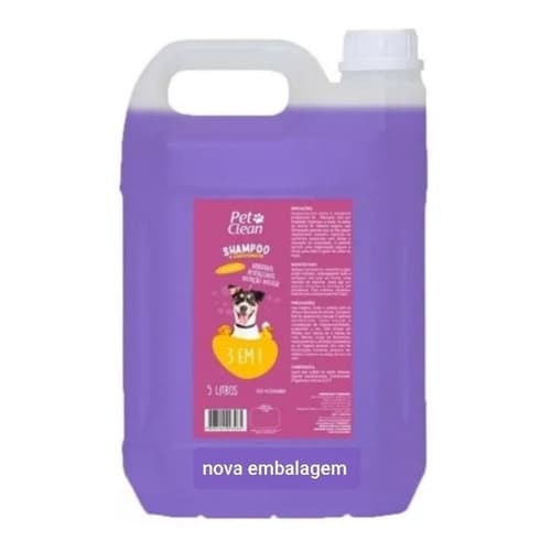 Shampoo 3 Em 1 Pet Clean 5 Litros - Pet Shop Banho E Tosa - Para Cães e Gatos