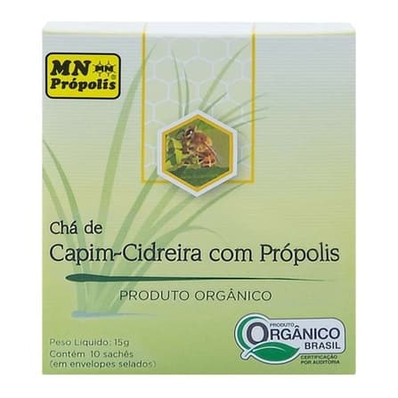 Chá Capim Cidreira C Própolis Orgânico 10 Sachês Mn Food