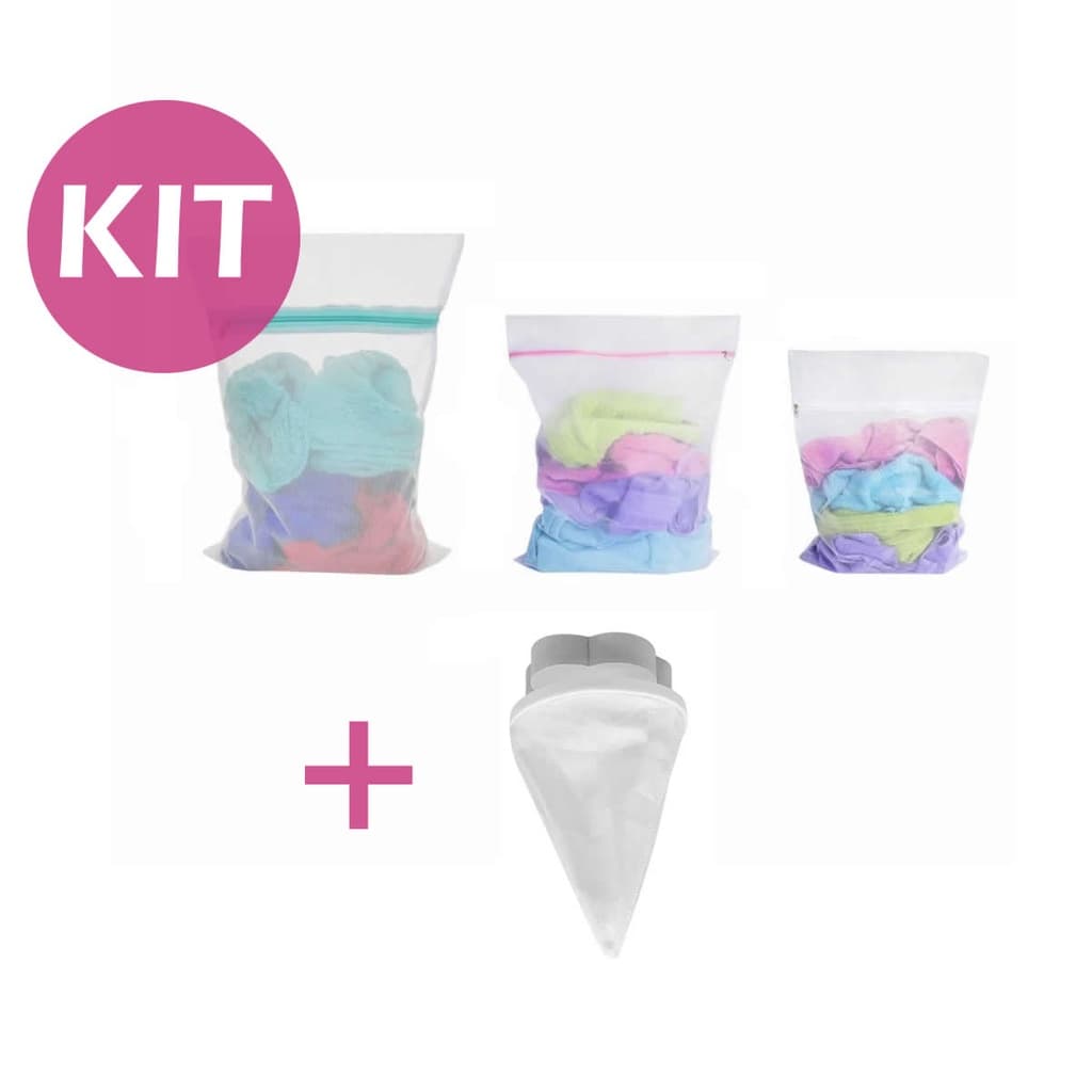 Kit 3 Saquinhos C/ Ziper  e Coletor Pelos p/ Maquina Lavar