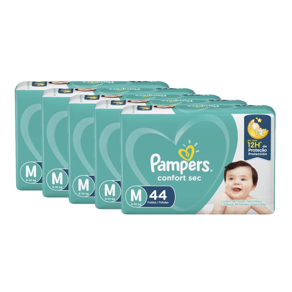 Kit Fralda Pampers Confort Sec  Tamanho M com 220 Unidades