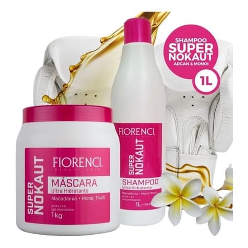 Kit Hidratante Shampoo 1l Mascara 1kg Desmaia Cabelo Nokaut