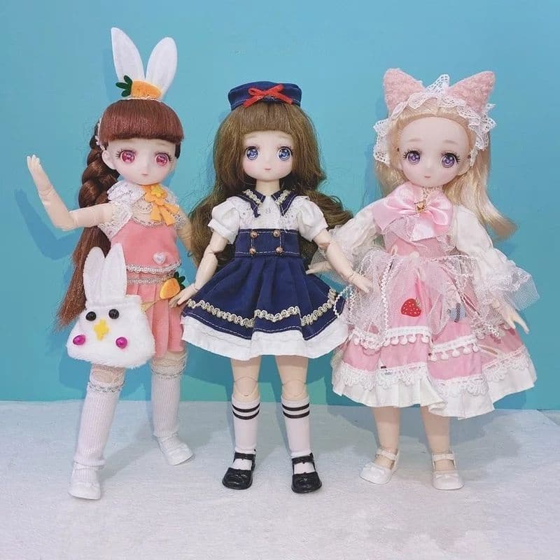 Lançamento boneca articulada bjd rosto de anime 1/6 30cm completa moda asiática kawaii lolita