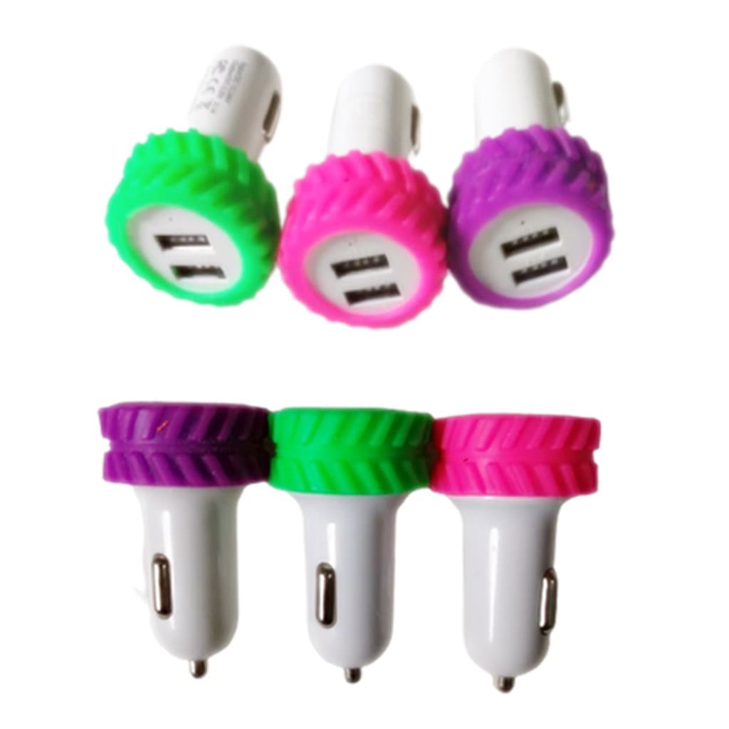 Carregador Veícular Duplo USB 12v 24v -Carregador 2 Portas_  Roxo