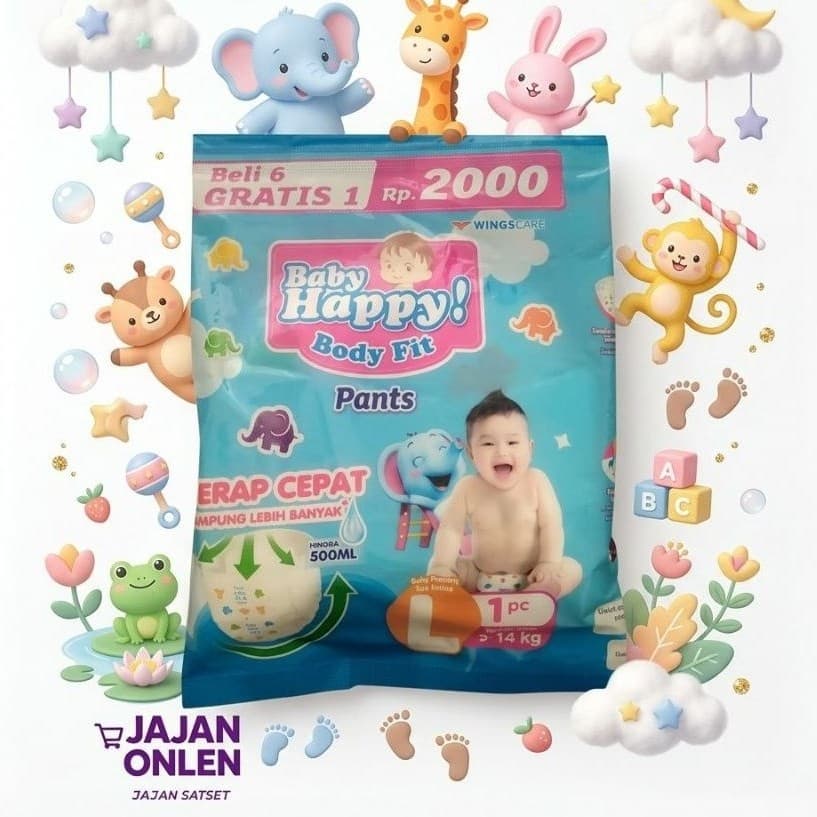 Calças De Fraldas Infantis Felizes Para Bebês , Modelo Tamanho L , 1 Pacote Contém 6 + 1 Unidade