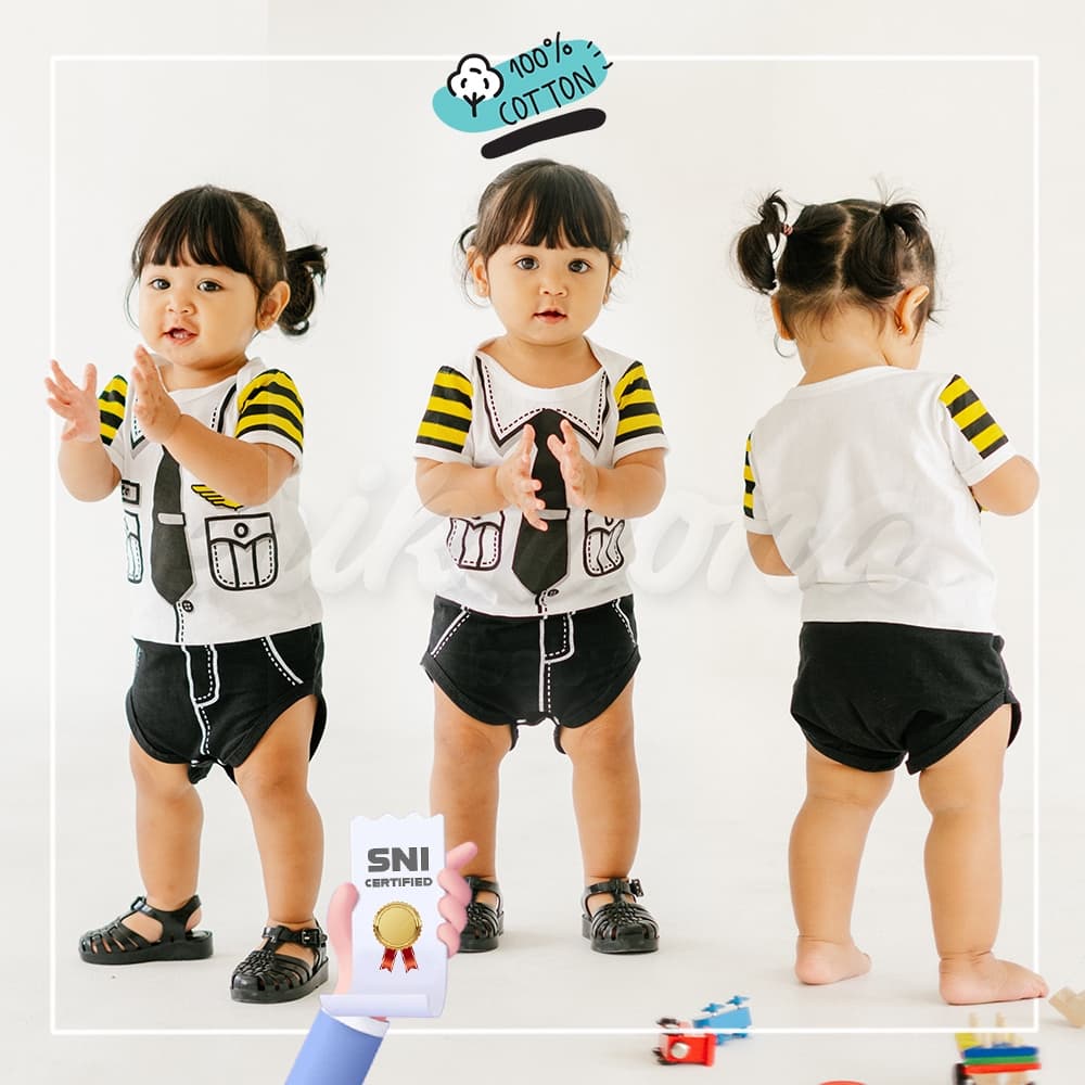Ermon Baby-Bebê Menino Menina Piloto Aviador Jumper Personagem Fofo Meninos Meninas Roupas + Chapéu Idades 0-12 Meses