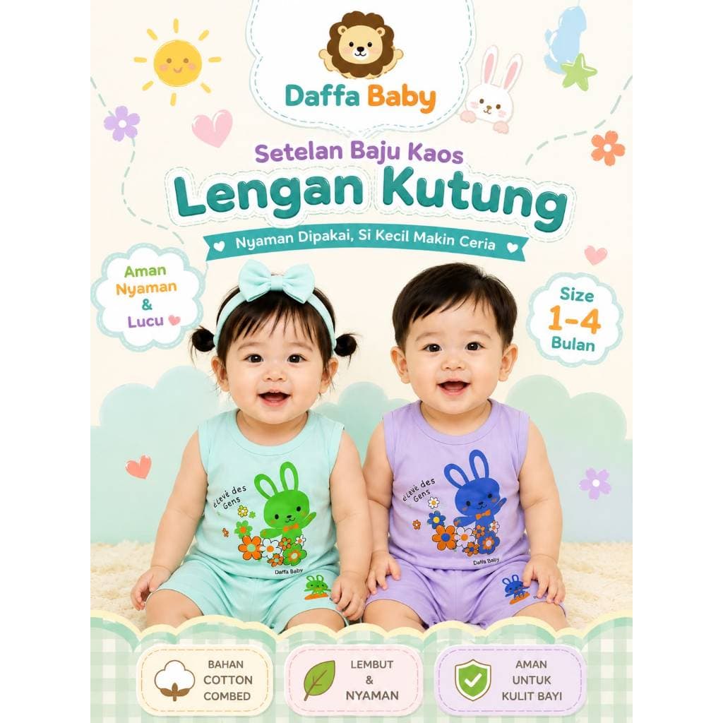 Conjunto De Camiseta Para Bebê Menino E Menina Com Manga Daffa , Calças De Fraldas , Motivo De Elefante Coelho , Idades 