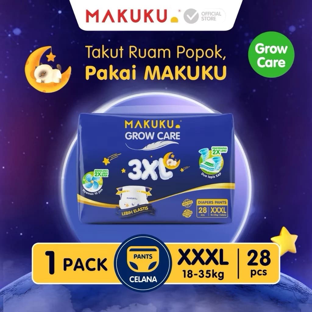 Makuku GROW CARE 3XL Contém 28 Unidades-Calças De Fraldas Para Peso Infantil 18-35 Kg