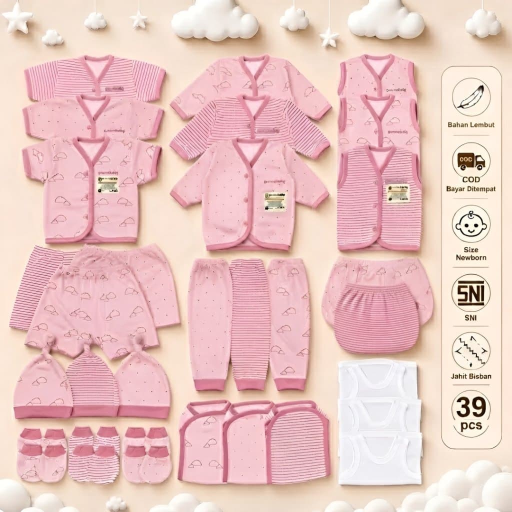 39 Peças Roupas E Calças Para Bebês Recém-Nascidos Chapéu De Bebê Gorro Luvas Pés Série Rosa Menino Menina Nascido gifts