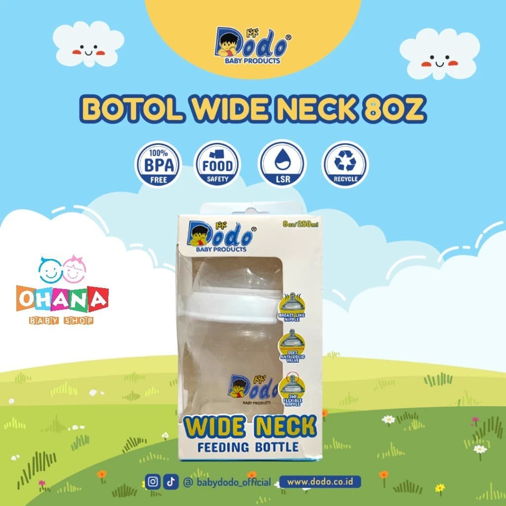 Garrafa De Leite Para Bebê Anti-Cólica De Pescoço Largo DODO 120 ML 240ML Mamadeira Dot