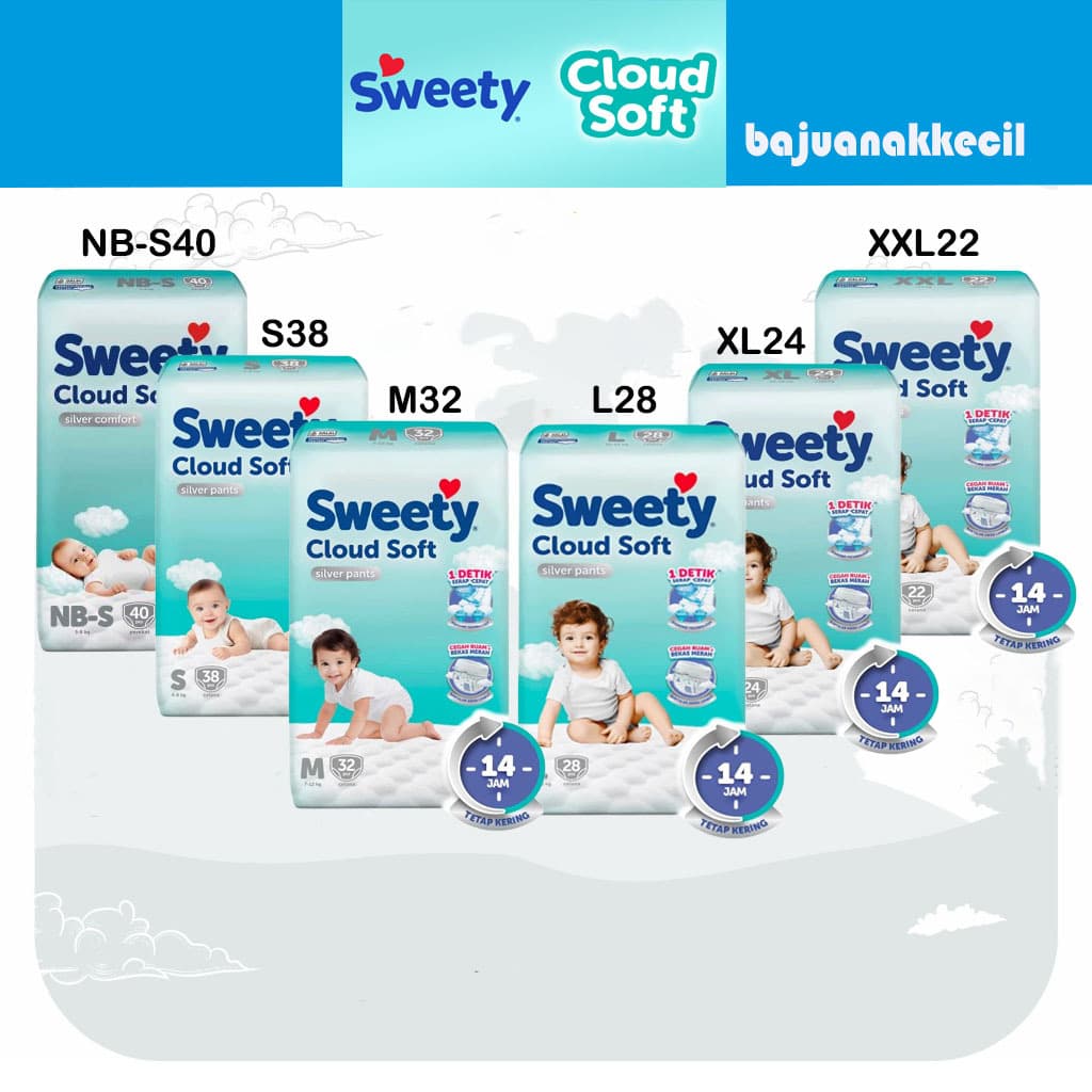 Sweety Silver NB S40 Adesivo Recém-Nascido Conforto Nuvem Fraldas Descartáveis Macias Para Bebês Nascidos