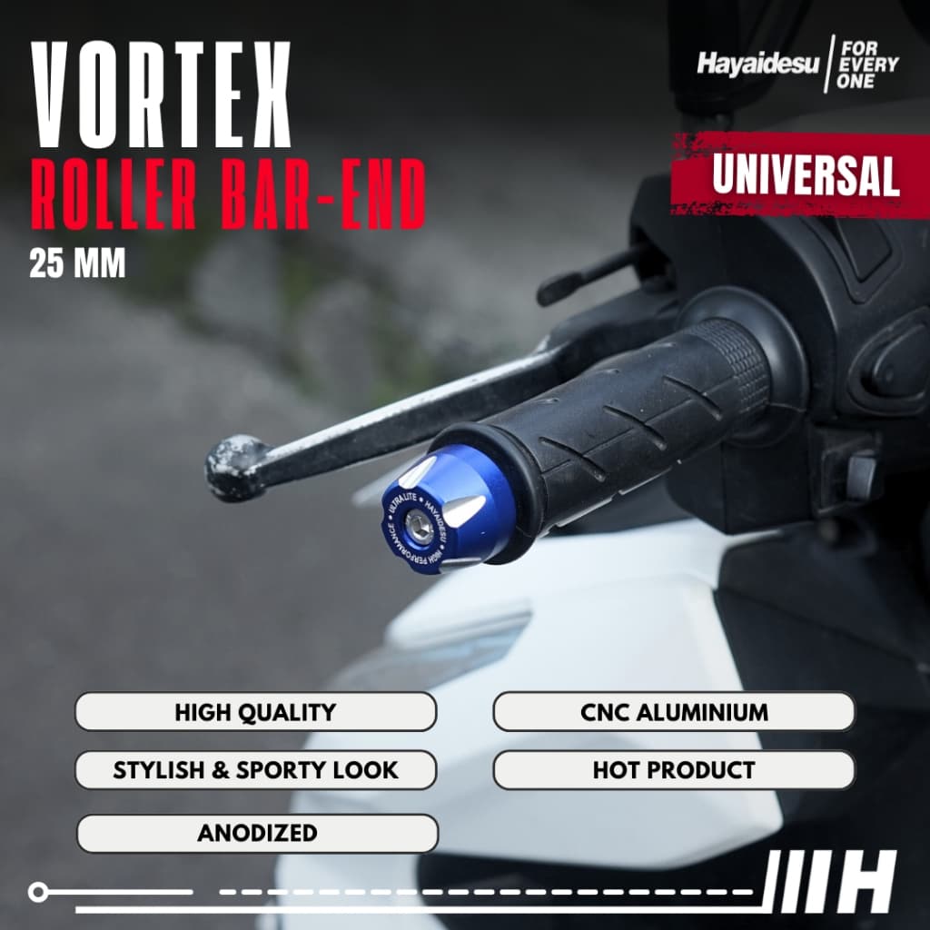 Barra De Rolo Final Universal Para Guidão De Motocicleta VORTEX 25 Mm-HAYAIDESU Anodizado CNC Completo
