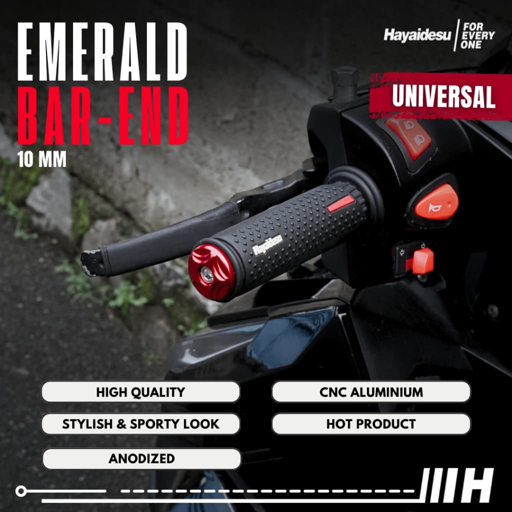 Extremidade Da Barra De Rolo Esmeralda Guiador Universal Para Motocicleta Jalu 10mm-Full CNC Anodizado HAYAIDESU