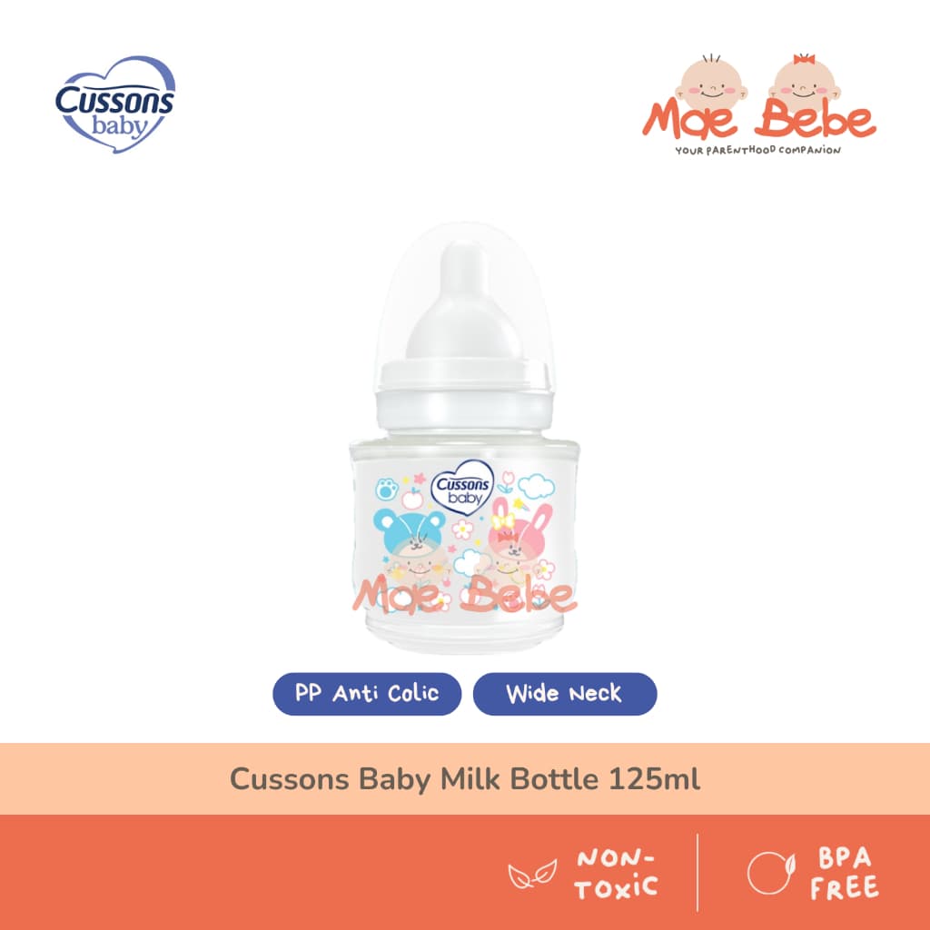 Garrafa De Leite Para Bebê Cussons PP Com Pescoço Largo | Mamadeira Tamanho M 125ml