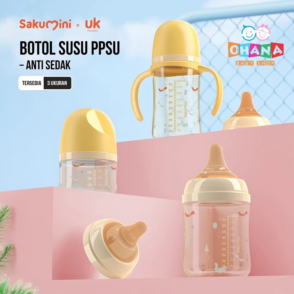 Sakumini Mamadeira De Leite Natural Para Bebê PPSU Garrafa Recém-Nascido | Chupeta De Anticólica