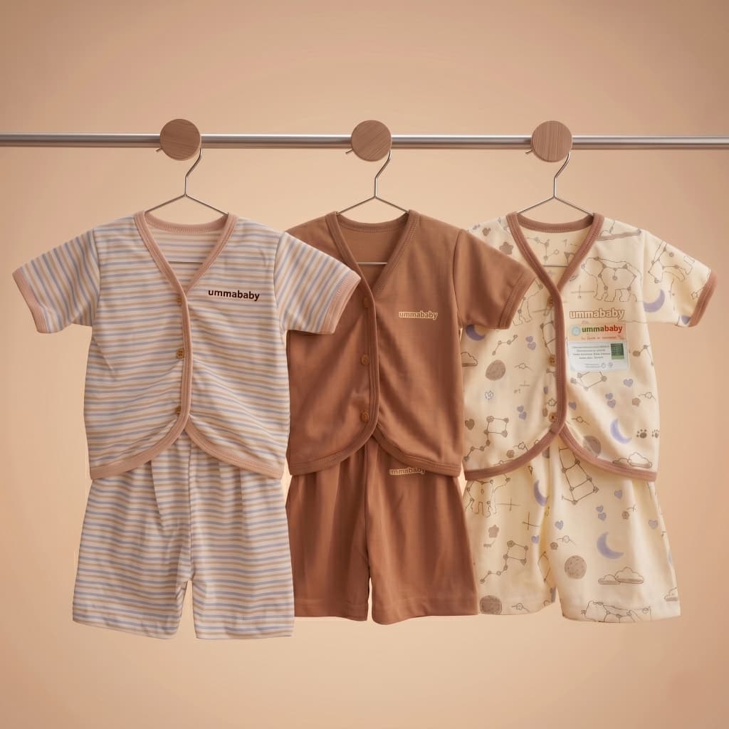 Ummababy 6 Peças/3 Conjuntos De Roupas Para Bebês Recém-Nascidos Manga Curta Marrom Suprimentos Bebê Menina Menino 0-3 M