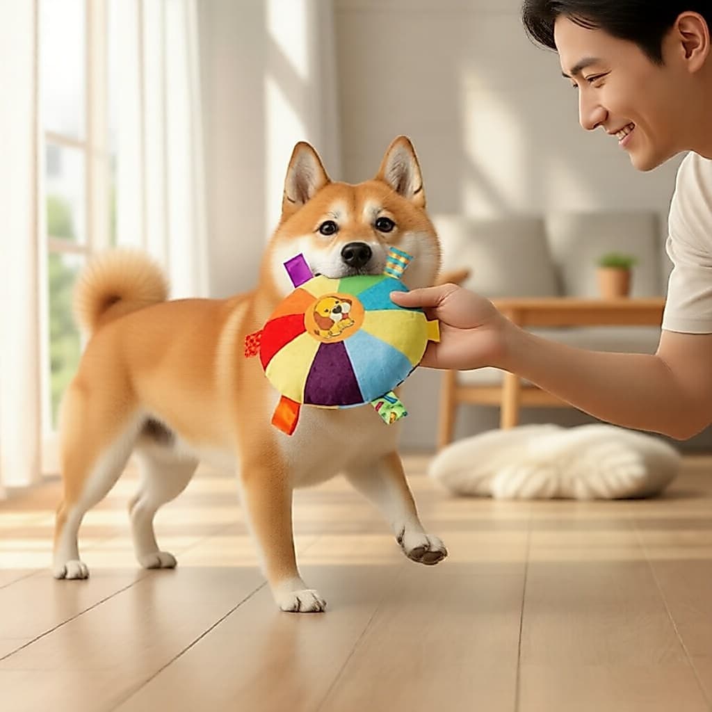Disco de Pelúcia para Cachorro e Gato com Apito - Brinquedo de Mastigar Suave para Aliviar o Tédio
