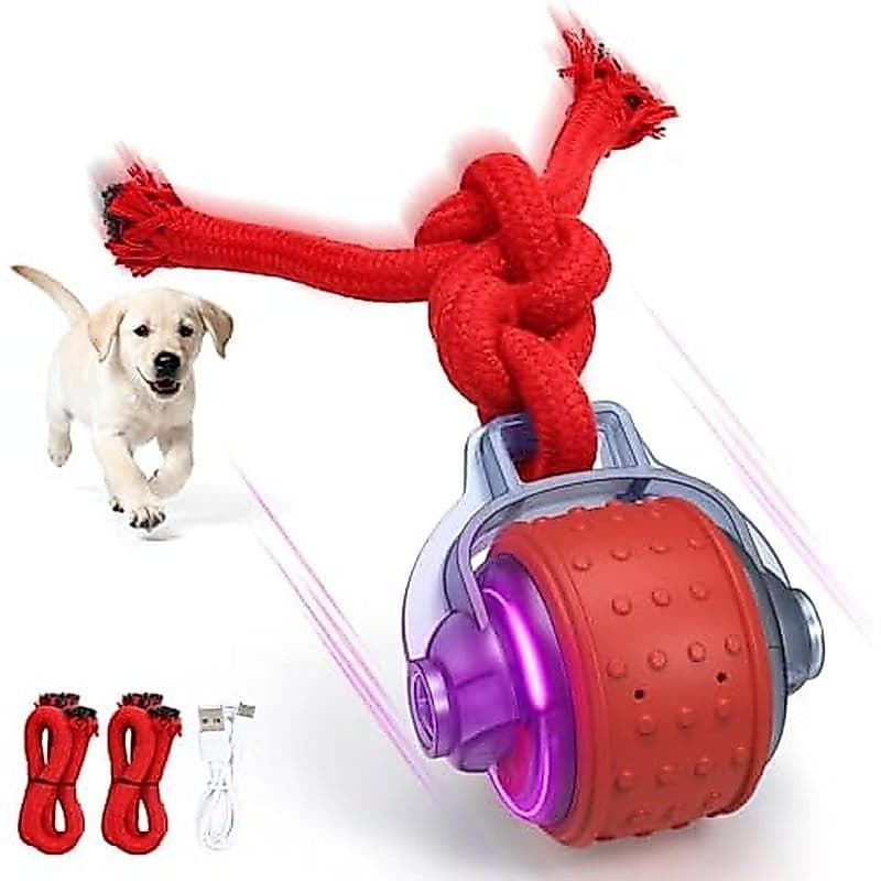 Brinquedos Interativos Para Cães , Bola De Cachorro Móvel Automática Inteligente Com Corda , Brinquedo De Rolamento Ativ