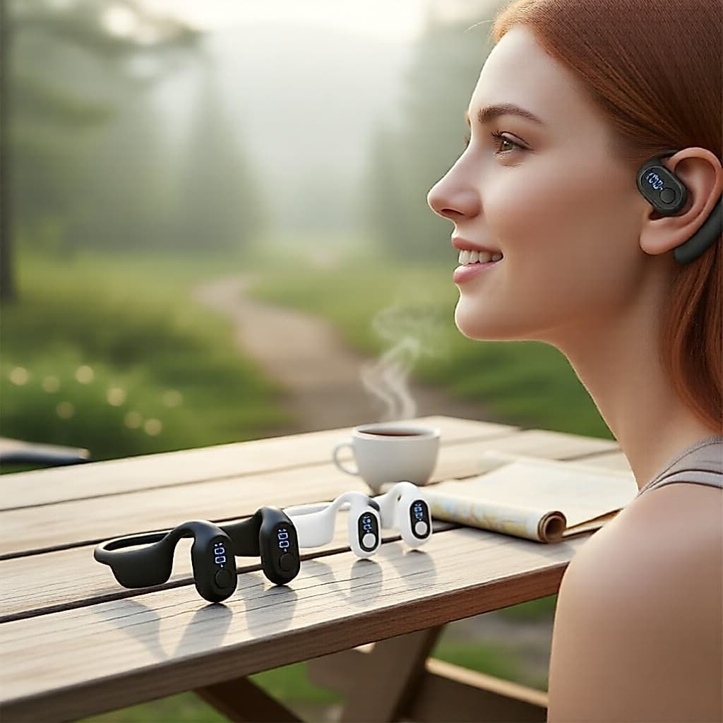 Fones de ouvido Bluetooth D6 2 peças, fones de ouvido com microfone, chamadas em HD, à prova d'água, bateria de longa