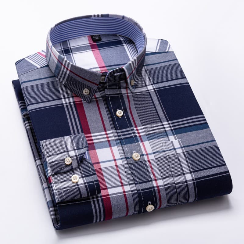 Casual 100% Algodão Manga Longa Oxford Plus Size Tamanho Social Slim Fit Masculina Camisas