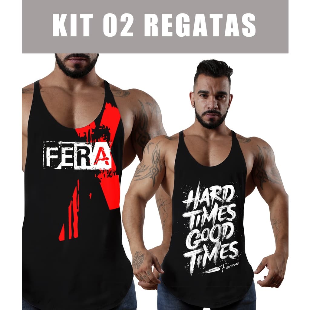 Kit 2 Regatas Cavadas Masculinas Academia 100% Algodão Treino Fitness Treino Musculação