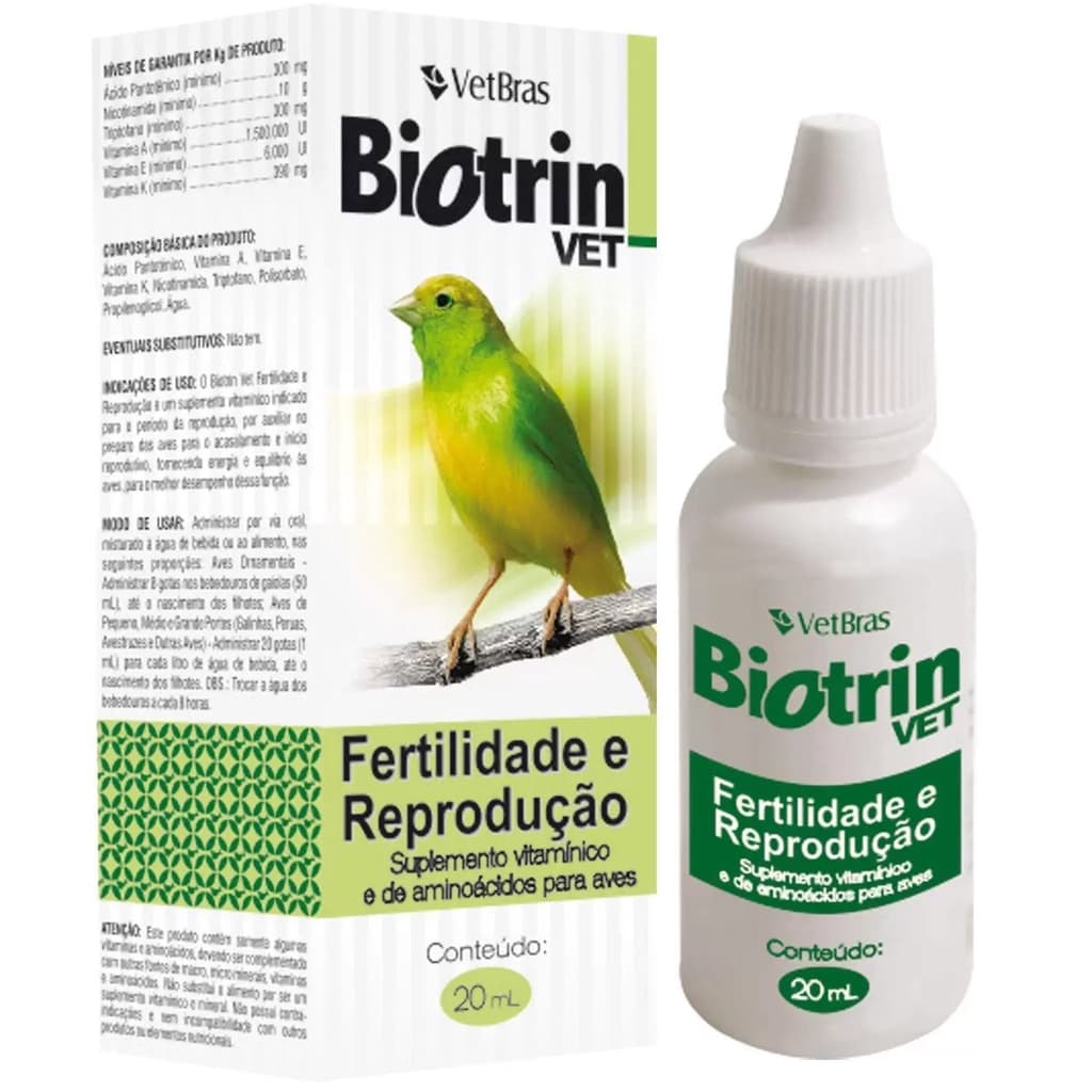 Biotrin Fertilidade e Reprodução 20ml Suplemento para Aves Vetbras