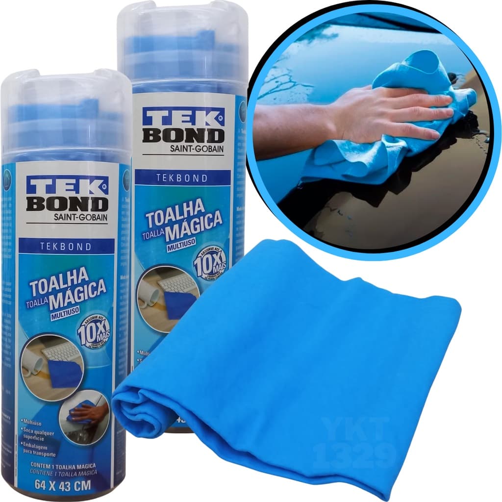 Kit 2 Toalhas Mágicas Tekbond Absorve Água Limpa Seca Carro