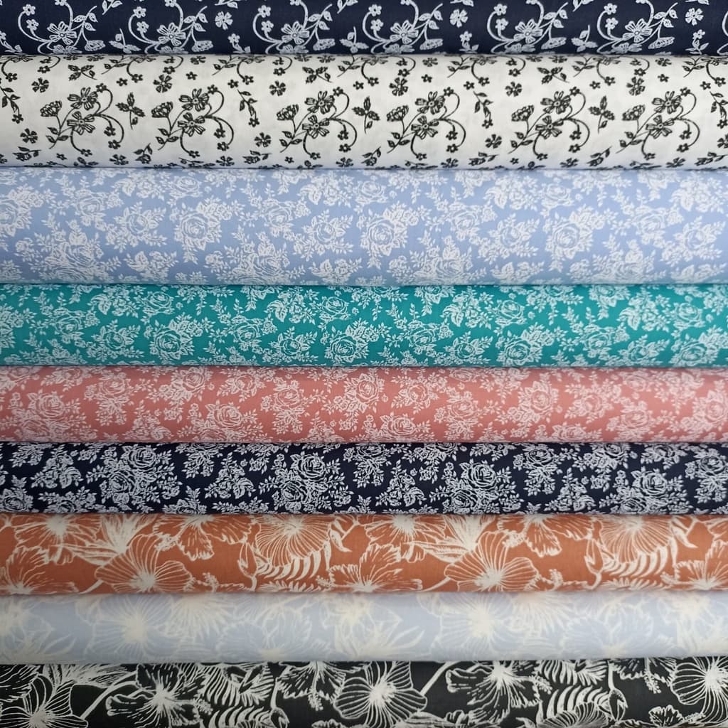 Tecido Tricoline 100% Algodão 25cm x 1,50m Estampas Florais  | Artesanato | Patchwork