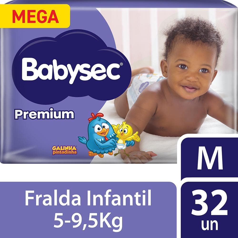 Fralda Babysec Galinha Pintadinha Premium Tamanho M 32 unidades
