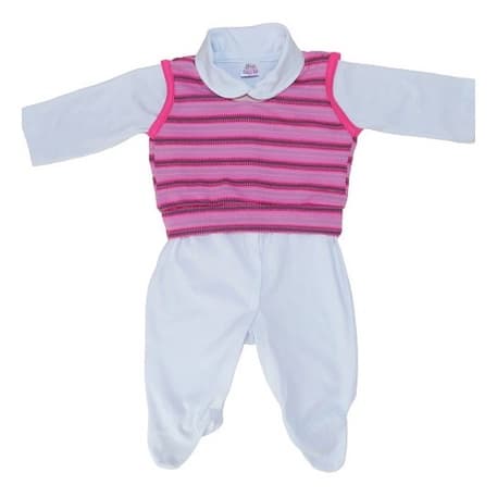 Macacão Bebe Menina Recém Nascida Com Colete Roupa De Bebê