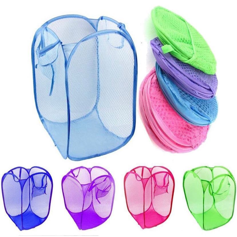 Cesto de roupa dobrável para roupa suja ou brinquedos pequeno rosa vermelho ou azul - cesto organizador de tela dobrável para banheiro casa quarto