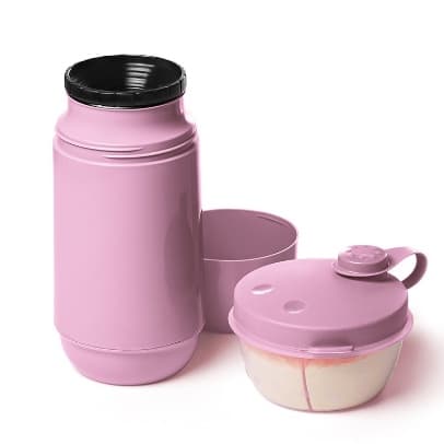 Conjunto Passeio Garrafa Termica Infantil 250mL e Pote Leite em Po 280mL - Rosa REF 34