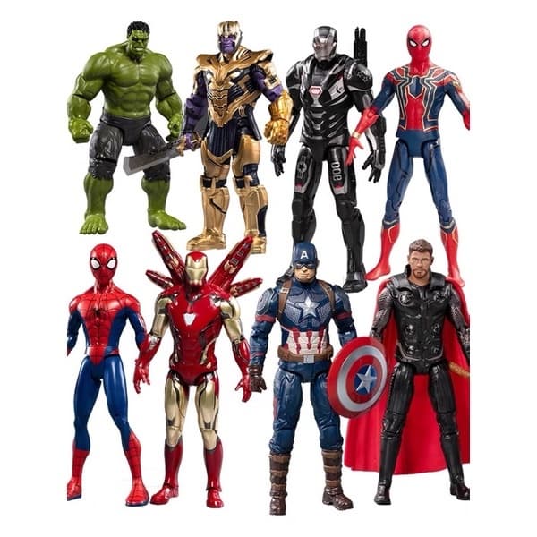 Bonecos Vingadores Heróis Aventureiros Articulados - Homem Aranha | Hulk | Capitão America | Homem de Ferro 2