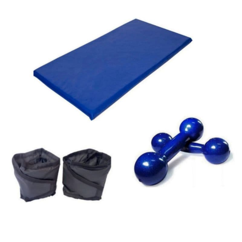 Kit Treino Funcional Par Halter 0,50 Kg + Caneleira 0,5 Kg + Colchonete Profissional