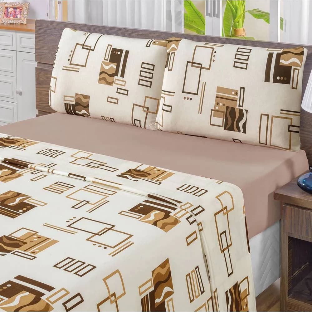 Jogo de Cama Casal Padrão 3 Peças Estampas Sortidas Poliéster