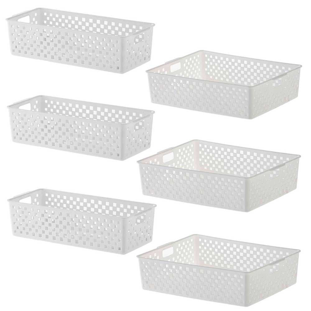 Kit 6 cestos caixa organizadora multiuso armário despensa cozinha geladeira lavanderia banheiro gaveta escritório closet guarda roupa quarto do bebê